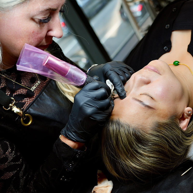 A close-up of the studio's stylish decor