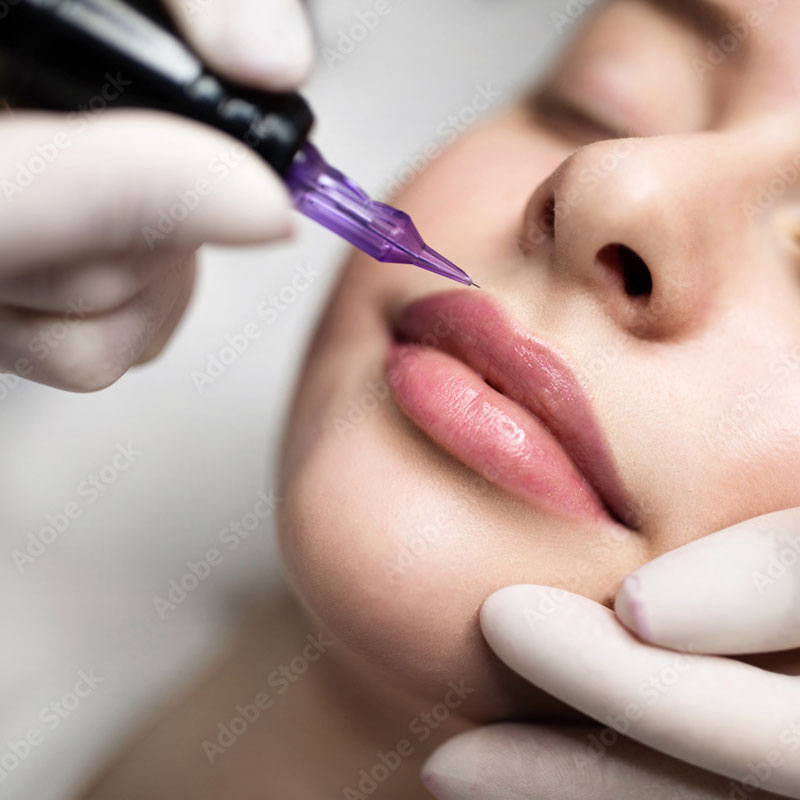 A close up of beautiful healed lip blush